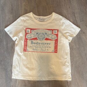 Budweiser Cream Tee with Red Label Design xl new without tags